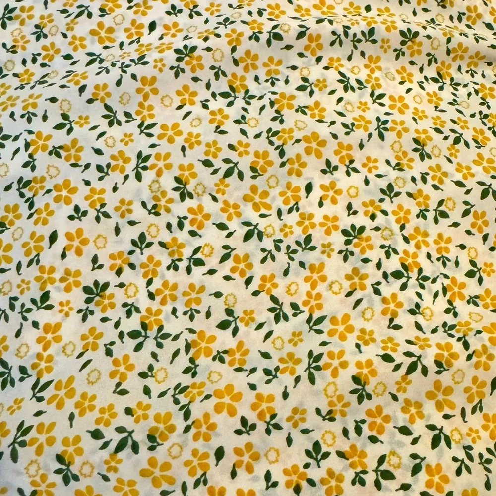 Yellow & Green Ditsy Floral Skirt 4X/US 22 Breezy Flowy w/Tie Belt SHEIN